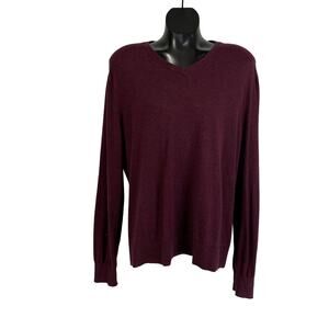 GoodFellow Cotton Knit Sweater Burgundy Red V Neck Long Sleeve